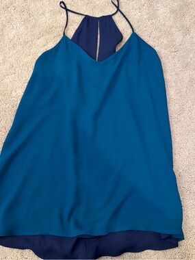 Express Teal and Navy Spaghetti Strap Blouse
